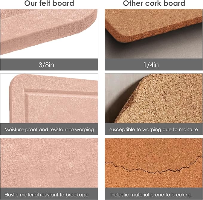 Bulletin Board, 24 x 18 inches Felt Board Decorative Pin Board, Cork Board - Image 5