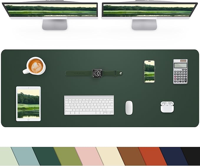 Leather Desk Pad Protector, Large Mat, Mouse Pad, Non-Slip PU Leather Blotter by cebowa