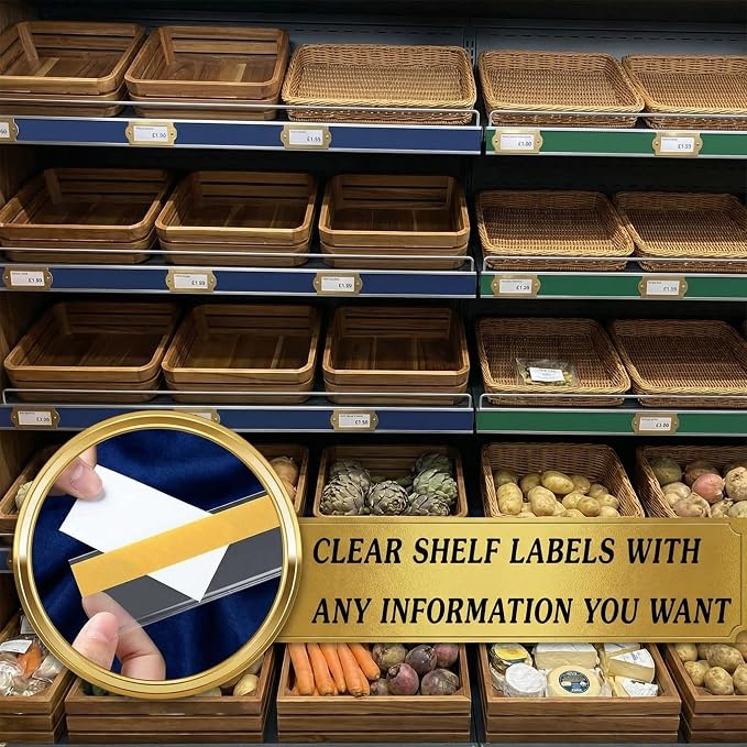 Fainne 25 Pcs Shelf Label Strips 1.5''H x 48 L Self Adhesive Shelf Label Holder - Image 6
