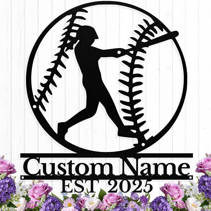 Personalized Softball Metal Sign Custom Name Sign by HengMeiZiK