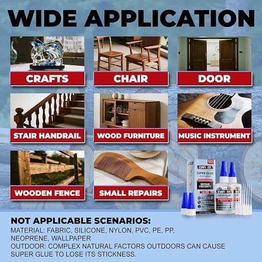 Wood Super Glue 113.6 Gram 4oz, All Purpose Strong CA Glue - Image 6