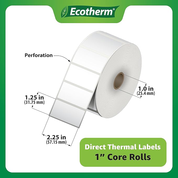 2.25" x 1.25" Thermal Labels | 6 Rolls | 12600 Labels | fits Zebra, Offnova - Image 3