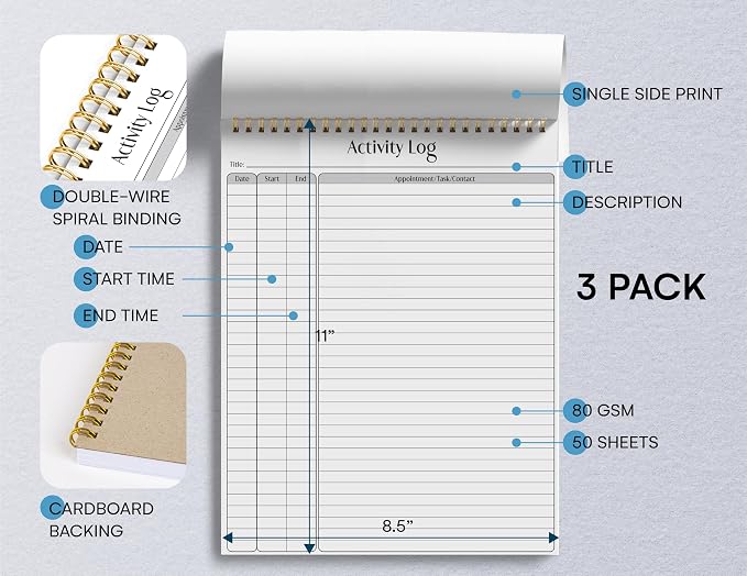 Better Office Products Activity Log Notepad, 8.5" x 11", Planning Note Pad - Image 2