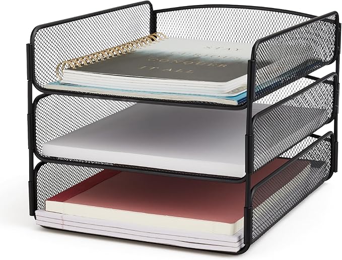 Safco Onyx Desk Organizer, 3 Trays, Office and Classroom Mailbox, Paper and - Image 6