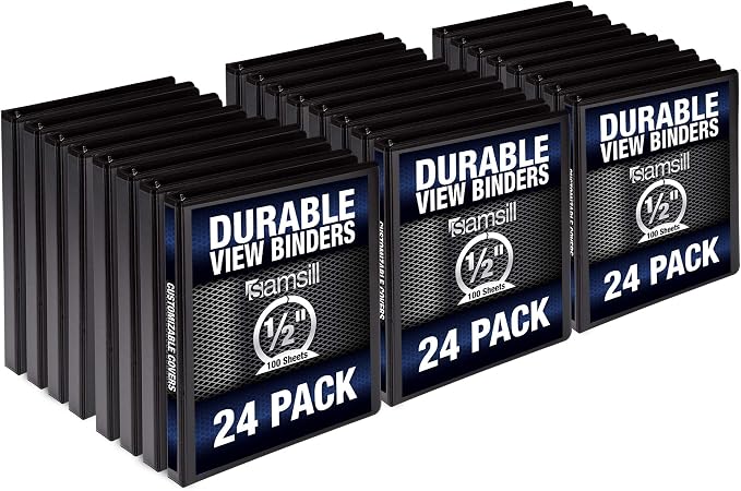 Samsill Durable .5 Inch Binder, Made in the USA, Round Ring Customizable Clear by Samsill