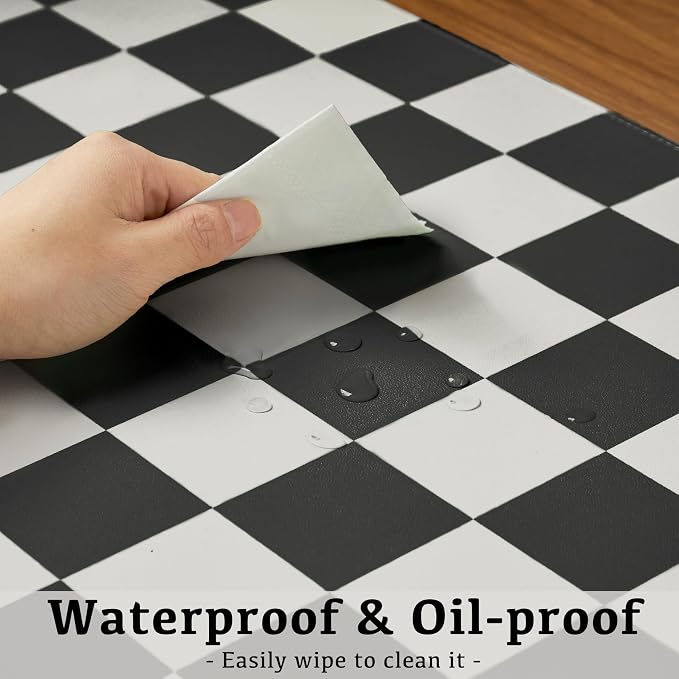 Ohocut Checkered Desk Mat, Large Cute Aesthetic Retro PU Leather Computer - Image 6