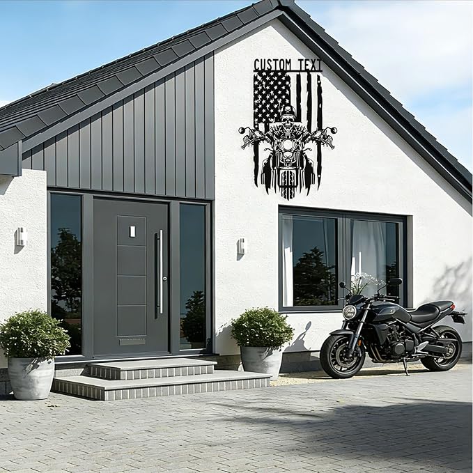Custom US Flag Motorcycle Metal Sign Personalized Biker Name Signs Custom - Image 6