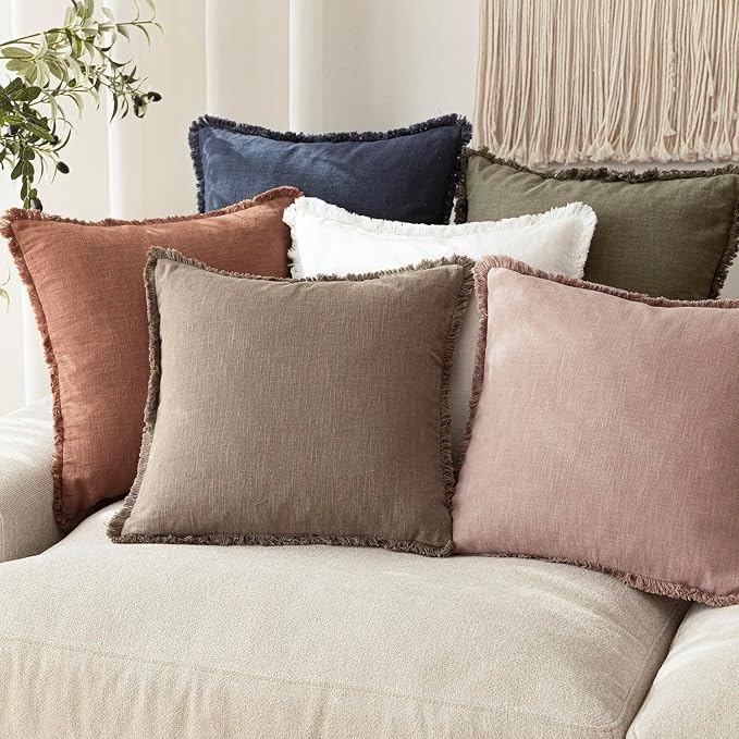 Foindtower Set of 2 Decorative Linen Fringe Lumbar Throw Pillow Covers - Image 7