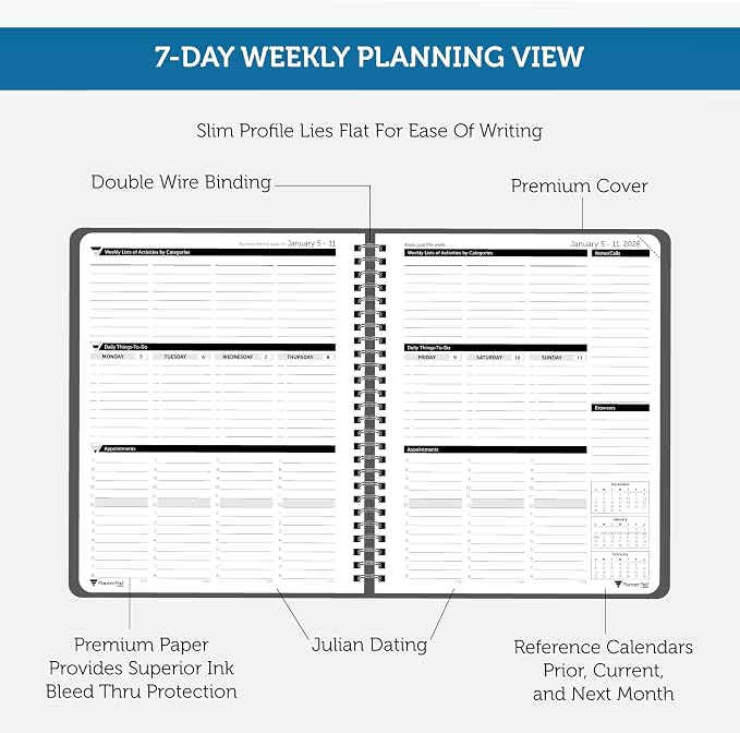 Planner Pad Spiral Bound January-December 2026/ Calendar Year 6 3/4" x 8 1/2" - Image 3