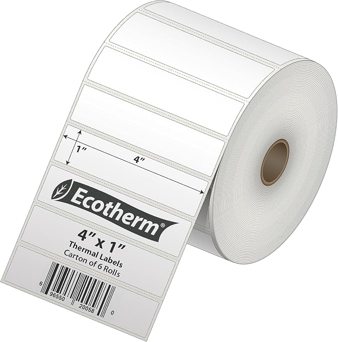 4" x 1" Thermal Labels | 6 Rolls | 15000 Labels | fits Zebra, Offnova Thermal - Image 2