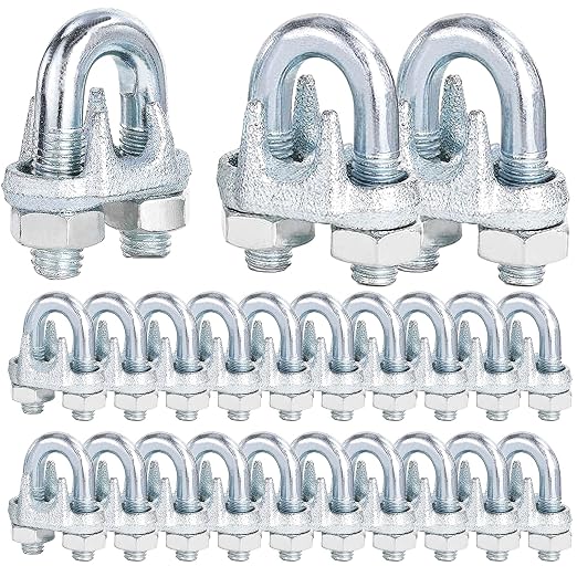 30PCS 3/8" M10 Zinc-Plated Wire Rope Clamps – Heavy Duty U-Bolt Cable Clips by High-PQ