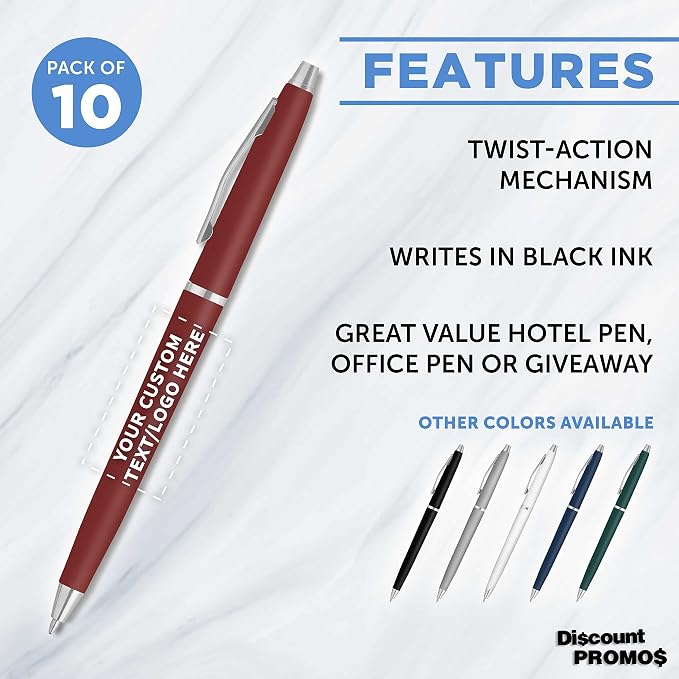 DISCOUNT PROMOS Custom Langham Ballpoint Pens Set of 50, Personalized Bulk Pack - Image 2