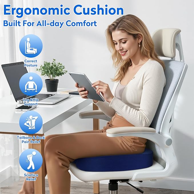CushZone Office Chair Cushions, Memory Foam Coccyx Cushion - Image 7