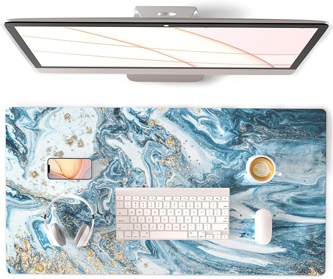 QIYI Large Desk Pad, Keyboard Mouse Pad Desktop Decor, Waterproof PU Leather by QIYI