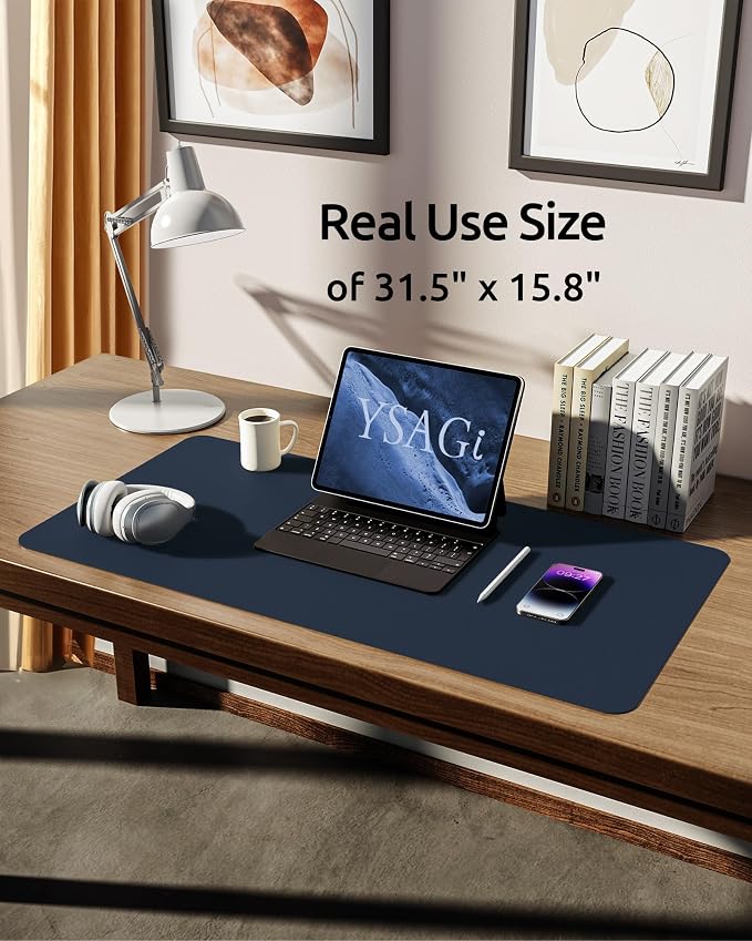 YSAGi Leather Desk Protector, Office Mat, Large Mouse Mat, Non-Slip PU Leather - Image 5