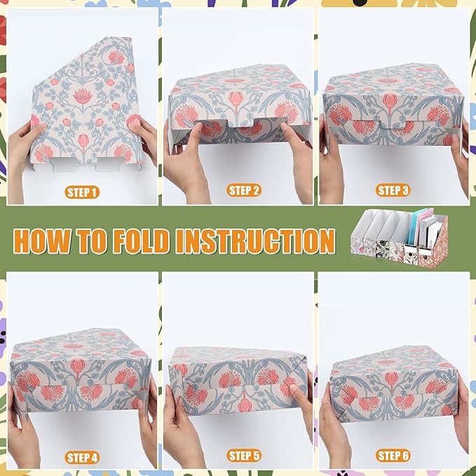 PerKoop 6 Pcs Magazine File Holder Foldable Decorative Cardboard File Folders 6 - Image 4