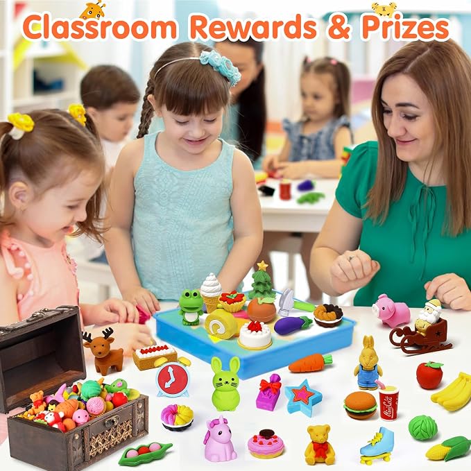 Moosia 90 Pack Animal Pencil Erasers - Image 3