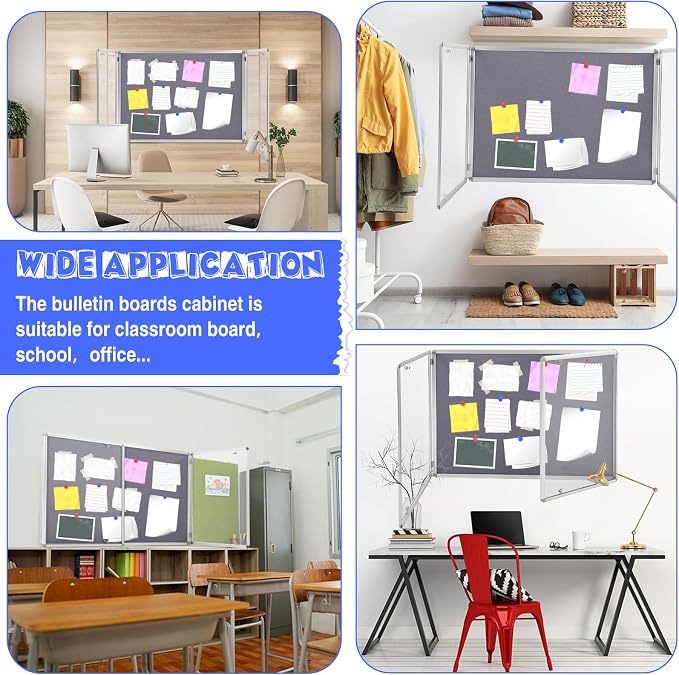 Enclosed Bulletin Board 48" x 36" Weather Resistant Lockable Notice Cork - Image 6