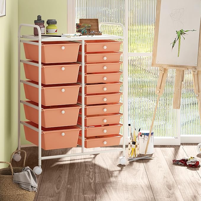 DORTALA 15-Drawer Rolling Storage Cart - Image 4
