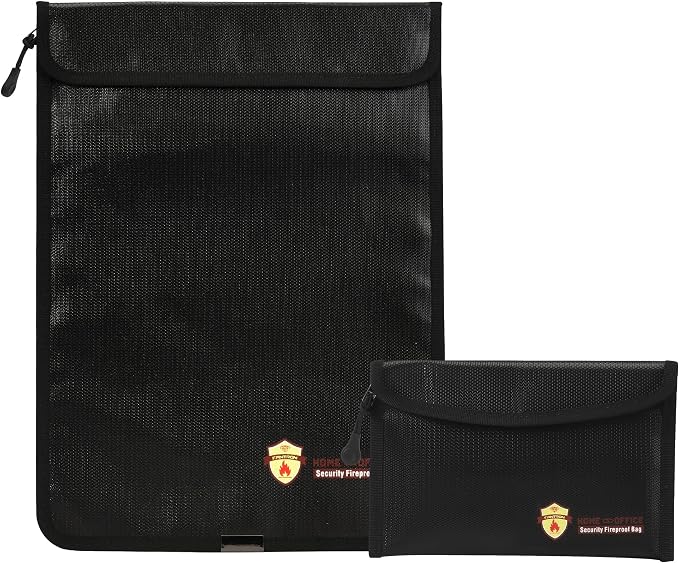 2 Pcs Fireproof Waterproof Document Bag – Fire & Waterproof Money Pouchfor by Unknown