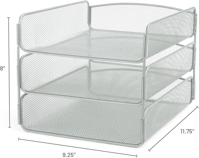 Safco Onyx Desktop Organizer, 3-Tier Paper Tray, Durable Steel Mesh Construction - Image 2