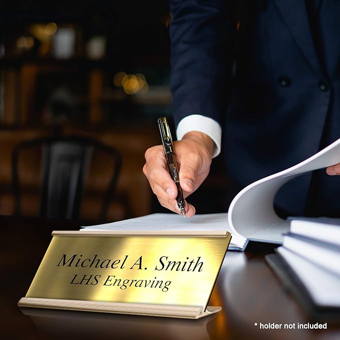 Engraved Name Plates for Desk and Door Signs Personalized Brushed Brass Plastic - Image 7