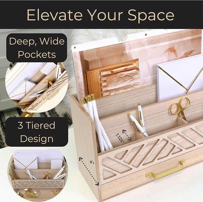 BLU MONACO | Wooden Mail Organizer - Image 3