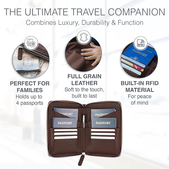 Full Grain Leather Family Passport Holder - Image 2