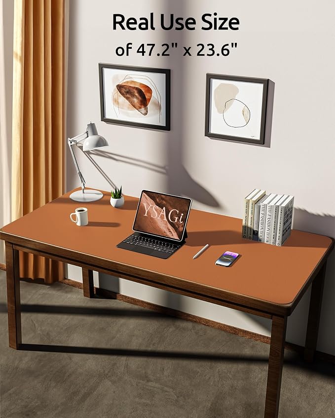 YSAGi Leather Desk Protector, Office Mat, Large Mouse Mat, Non-Slip PU Leather - Image 3