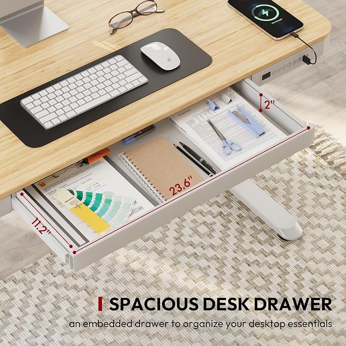 Standing Desk with Drawer, Electric Height Adjustable Home Office Desk with - Image 6