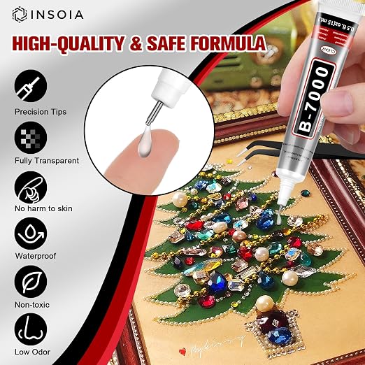 B7000 Rhinestone Glue Clear 16 PCS 15ml – Strong Transparent No Trace Jewelry - Image 3