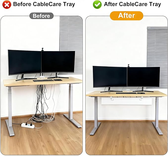 Oxford Cloth Under Desk Cable Management Tray, No-Drill 48" Desk Cable - Image 8