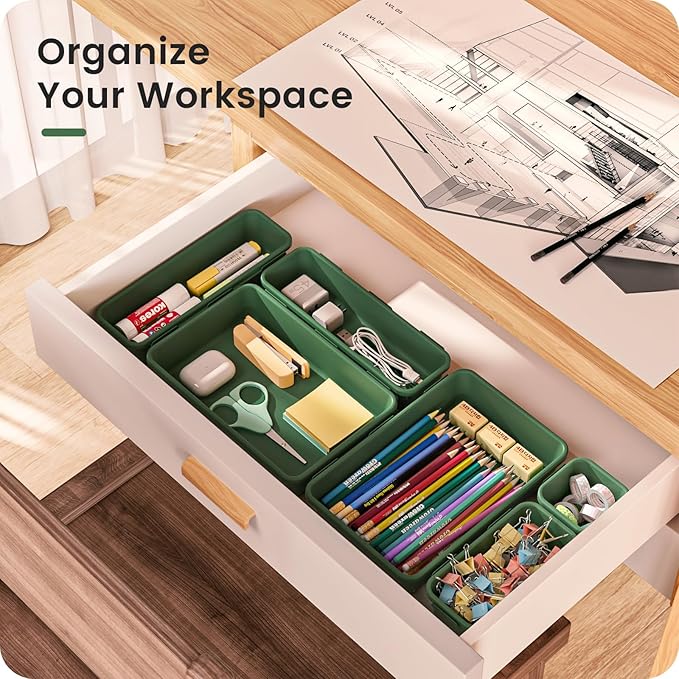 A-LuGei 【】 【】 ArmyGreen Drawer Organizer, Makeup organizer - Image 5