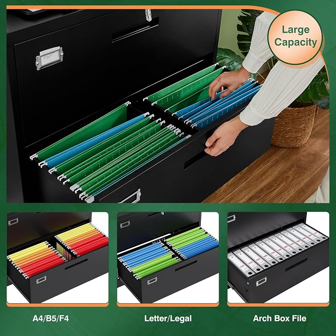 Letaya File Cabinets, 4 Drawer Metal Lateral Filing Organization Storage - Image 5