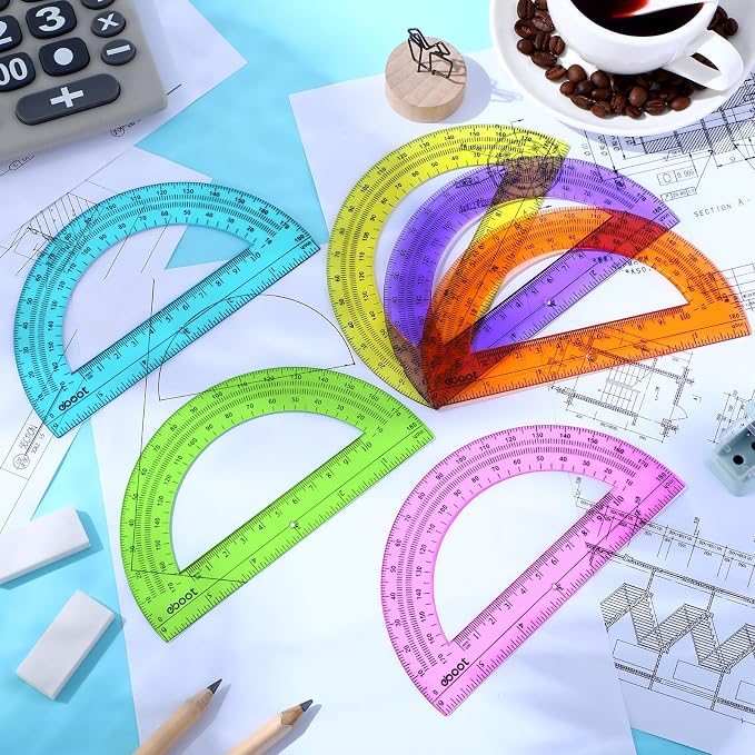 EBOOT 24 Pack Plastic Protractors Math Protractor 180 Degrees 6 Inch - Image 4
