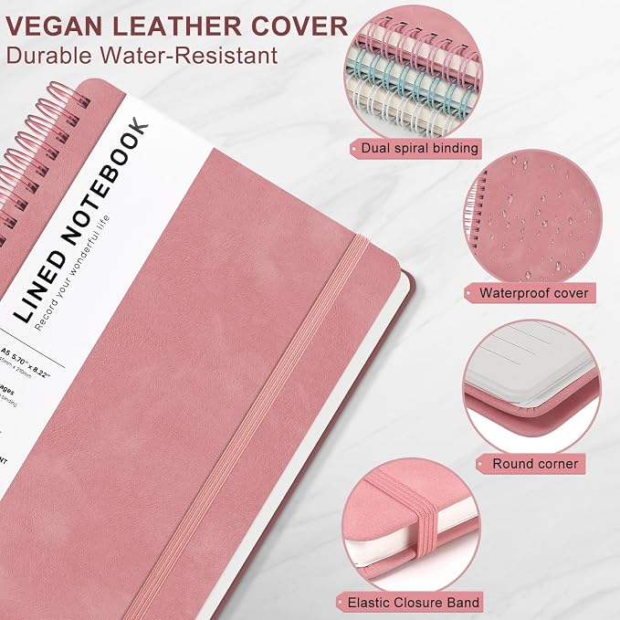 Light Red Lined Spiral Journal Notebook - Image 4