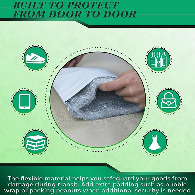 1500 Pack Secure Seal White Poly Mailers Shipping Bags - Image 5