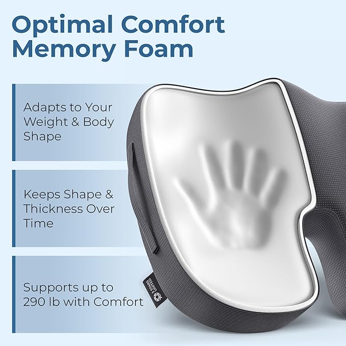 5 STARS UNITED Seat Cushion for Tailbone Pain Relief – Memory Foam Cushion for - Image 3