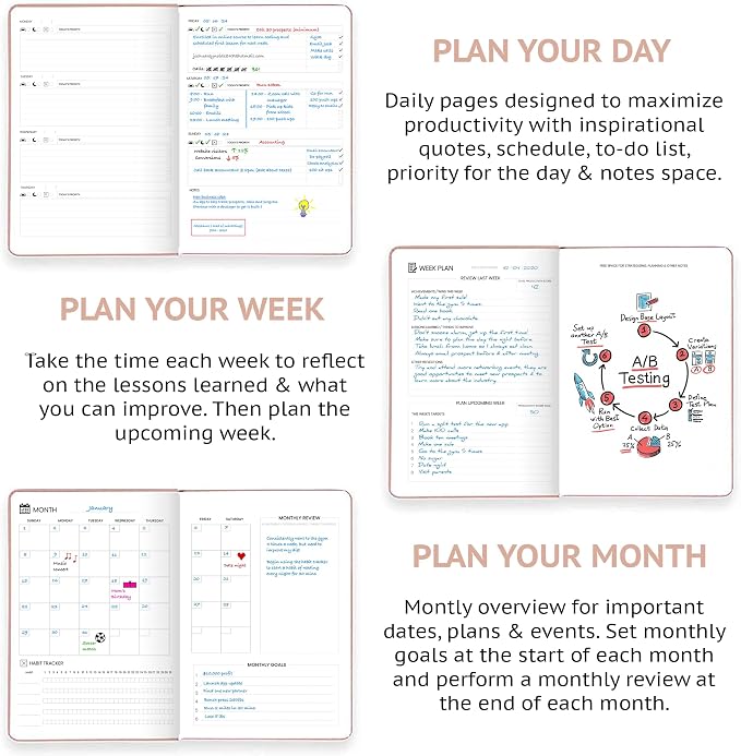 Wyze Planner Undated Daily Planner – 1-Year B5 Productivity Organizer - Image 4