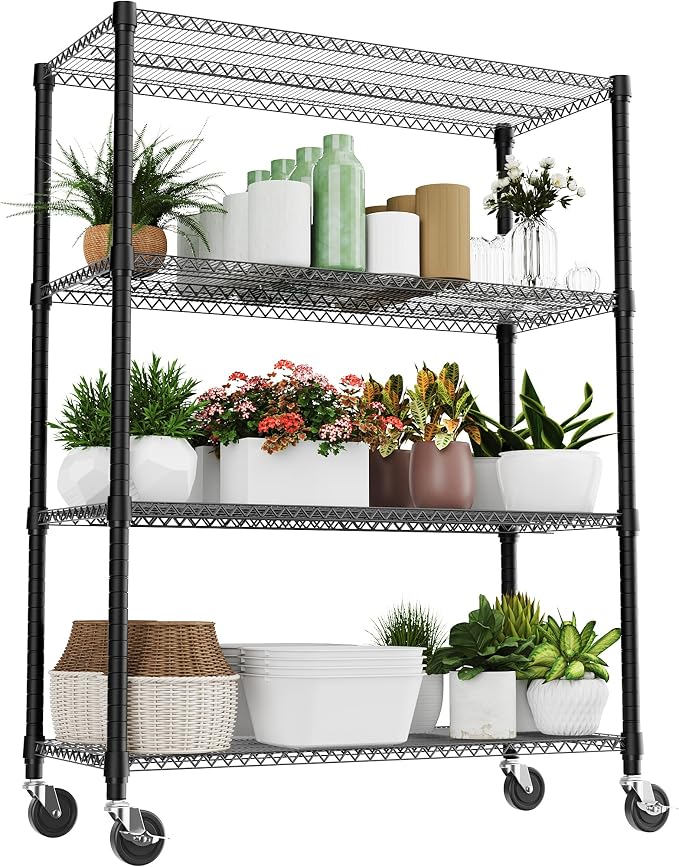 M MZG 4 Tiers Shelf 2640 lbs Steel Storage Shelving Utility Shelving Unit Steel by MEIGAOPLASTICANDMETALHKCOLIMITED