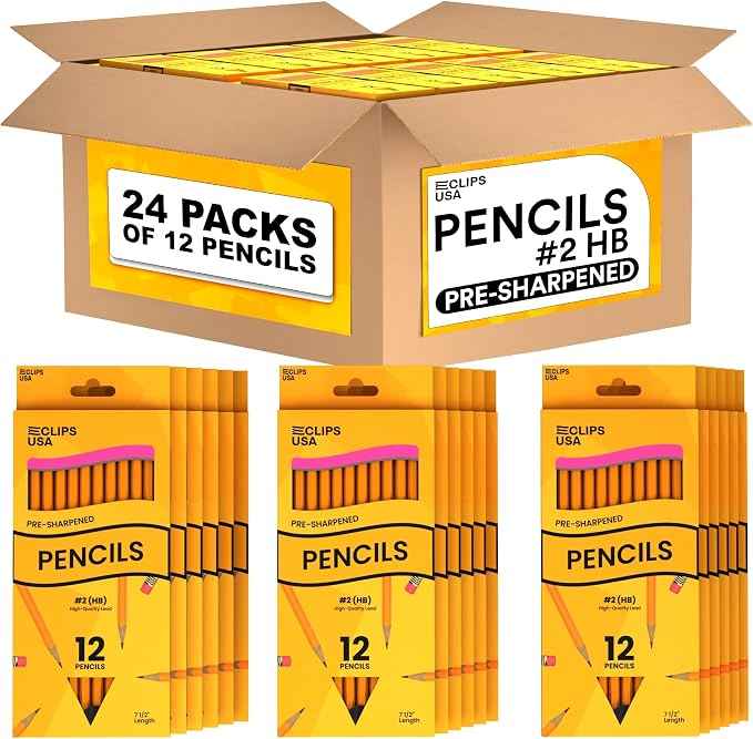 E-CLIPS USA Pencils Bulk Pencils #2 Number 2 pencil Pre-Sharpened Pencil Bulk
