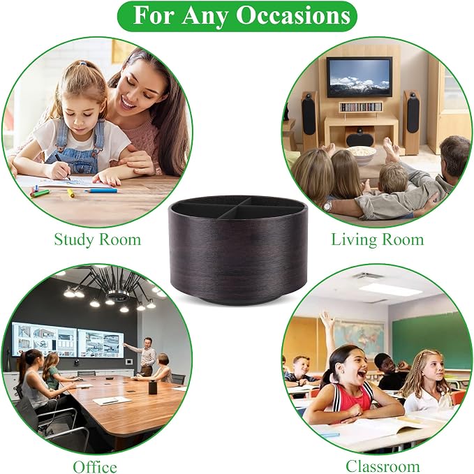 Hennaja Round Leather Art Supply Organizer, Remote Control Holder, 360 Degree - Image 8