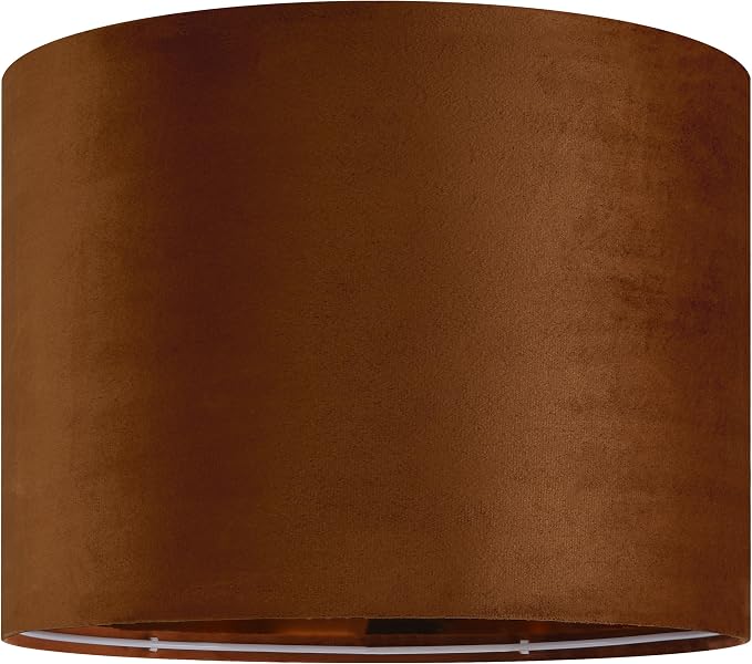 GO&SO Burnt Orange Velvet Drum Lamp Shades Set of 2 Medium, Replacement Lamp - Image 9