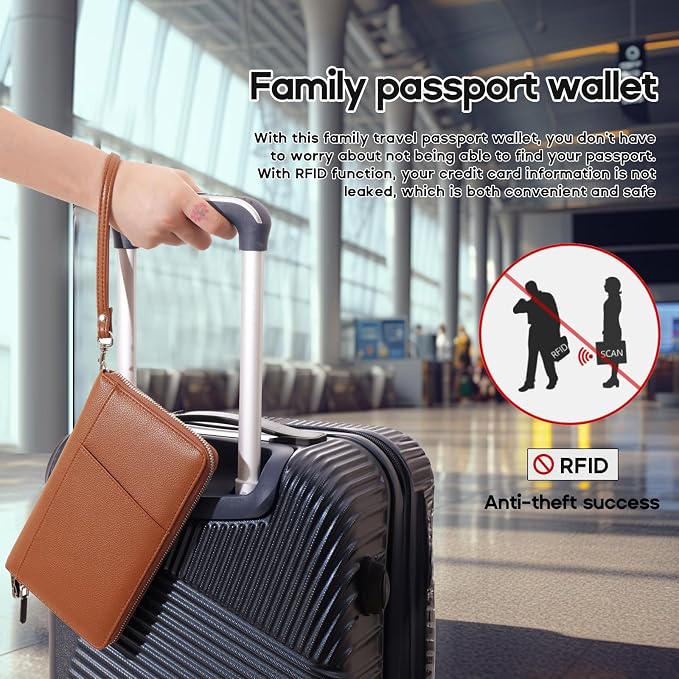 RFID Blocking Family Passport Holder Wallet 6, Premium Leather Travel Document - Image 6