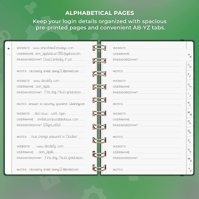Clever Fox Password Book Spiral – Mini Internet Address & Password Organizer - Image 3