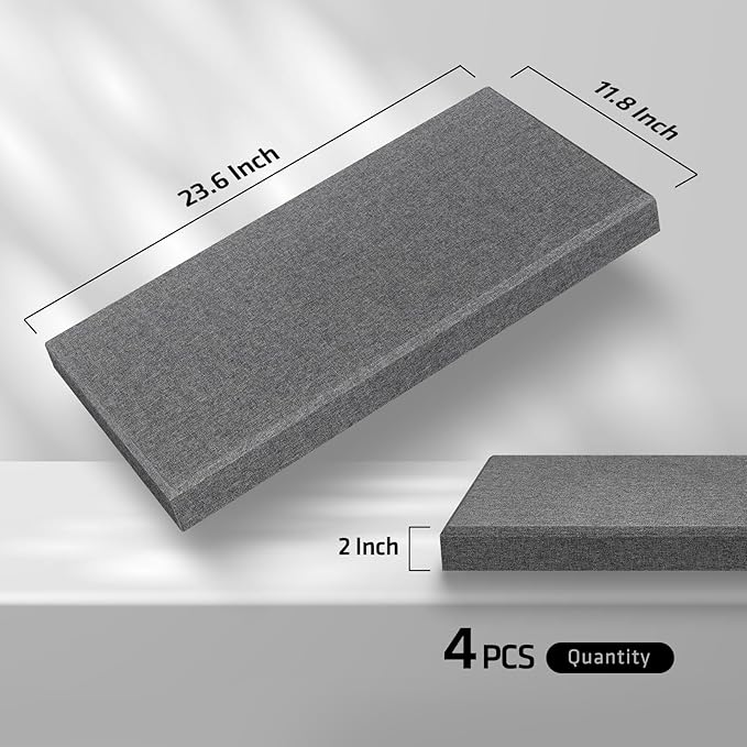 23.62" X 11.81" X 2" Fiberglass Wall Panel, 4 Pack Acoustic Panels, Acoustic - Image 3