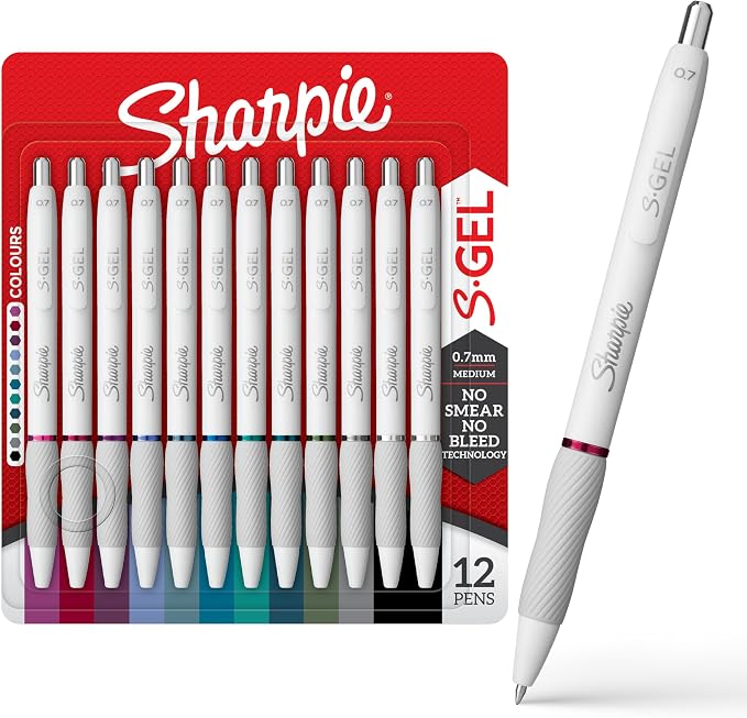 Sharpie S-Gel Pens, Fashion Barrel Gel Pens, Pearl White Body, Medium Point by Sharpie