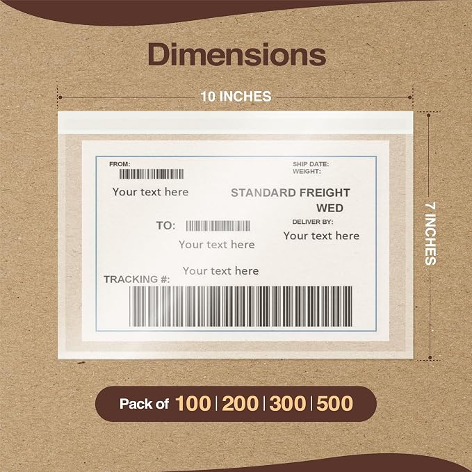 7"x10" Shipping Label Sleeves 100 Pack- 3.12 Mil Thick Strong Adhesive Back - Image 2