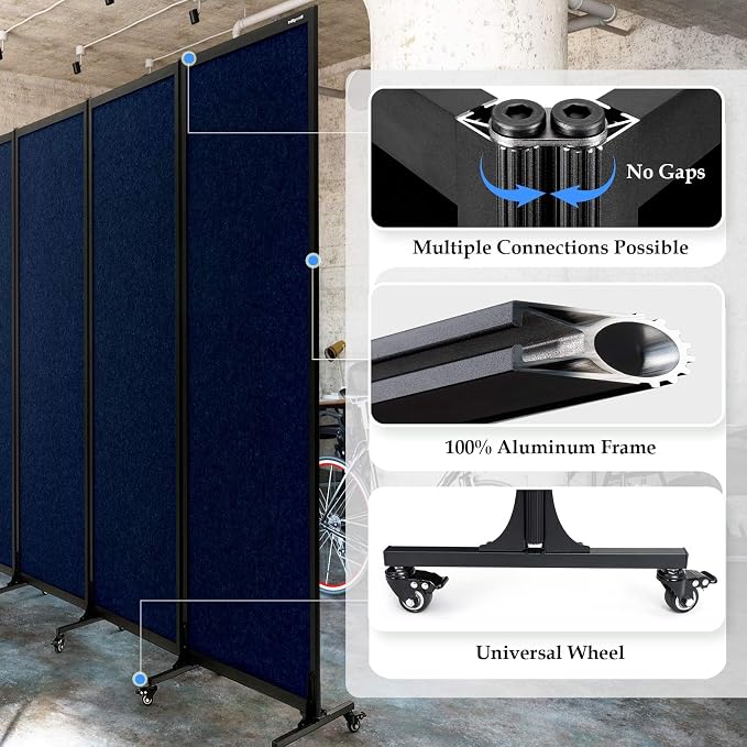Upgrade Version Room Partition and Divider, Freestanding Rolling Dividers - Image 4