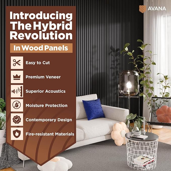 Avana Acoustic Wood Wall Panels – 94.4 x 12.6 Inch Black Oak Acoustic Panels 2 - Image 2